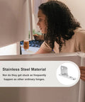 Woman inspecting fridge with Beefy Stainless Steel Refrigerator Hinge With 35mm Axle For Freezer Repair visible on door.