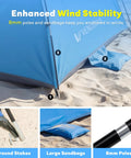 Beach Tent Sun Shelter For 3 4 6 8 People UPF 50 UV Protection Cabana Shade Tent with ground stakes and sandbags on beach