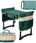 Go-To 2-In-1 Garden Kneeler And Seat With Free Tool Pouch And EVA Foam Pad, foldable garden stool with cushion and tool bag.