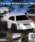 Cyber Inspired Remote Control Car With 360 Drift Spray Lights And Sound Effects in rocky terrain highlighting smart modes