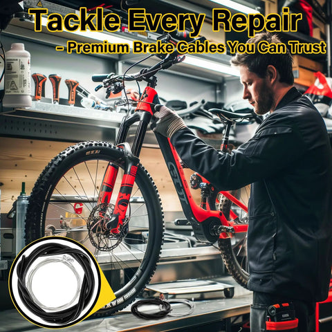 Bike mechanic using Universal Bike Brake Cable Kit 44 Piece With Housing Shifter Cables Ferrules O Rings And End Caps