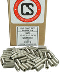 Ridiculously Strong Stainless Cup Point Socket Set Screws 10-32 X 1/2 Inch Fully Threaded Headless Grub Bolts With Hex Drive Pack Of Fifty And Free Allen Key display with screws and hex key.