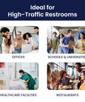 Image showing settings for Waxed Kraft Receptacle Liner Bags For Feminine Hygiene Waste use: offices, schools, healthcare, restaurants.