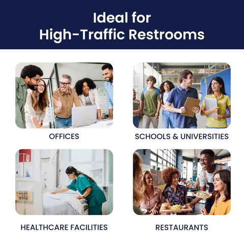 Image showing settings for Waxed Kraft Receptacle Liner Bags For Feminine Hygiene Waste use: offices, schools, healthcare, restaurants.
