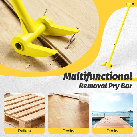 48 Inch Pallet Buster Heavy Duty Pry Bar With 110 Degree Deck Board Removal Tool Built From Carbon Steel To Tear Through Decks Pallets And Standing Hardwood Demolition And Save Your Back And Knees On Tough Jobs. on pallet boards