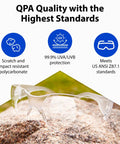 Heavy Duty Anti Fog Tinted Safety Glasses With Polycarbonate Impact Resistant Lenses Built For Construction And Diy Tasks Delivering Tight Wraparound Fit And Legit Eye Protection In A Five Pack Bundle resting on a stone surface, showcasing clear protective lenses.