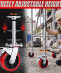 Heavy Duty 4 Pack 6 Inch Adjustable Scaffolding Caster Wheels With Roll Lock Brakes And High Rotation Swivel Design on job site