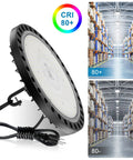 LED High Bay Light 300W Two Pack 5000K UFO LED High Bay Lamps 30000 Lumens With US Plug And 5ft Cable IP65 Waterproof Lighting