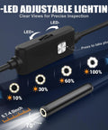 1920P HD Endoscope Camera With Light For Tight Spaces, Ultra Slim 8.5mm Borescope For Pipes, Engines, Walls And Tiny Crevices, Clear View, Handy Illumination, Pro Grade Inspection Tool, adjustable 8-LED lighting control