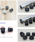 10 Pack Thread Tube Plugs For Furniture Legs With M8 Screw Holes 19mm Diameter Plastic Black Round Nut Plugs on wood surface