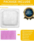 Package contents showing replacement air fryer basket and cleaning cloth for SP100 SP101 convection oven.