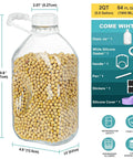 64 Oz Heavy Duty Glass Milk Bottle With Airtight Screw Cap Reusable One Half Gallon Water Bottle With Scale Lines filled with beans