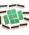 SOP8 To DIP8 PCB Adapter Kit With FR4 Prototyping Board, Double-Sided Gold-Plated Pins, shown with connectors, 0.65mm to 2.54mm pitch