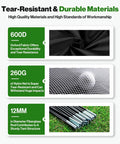 Material details of Backyard Golf Practice Net 10 By 7 Feet With Hitting Mat Targets And Balls for swing training setup.