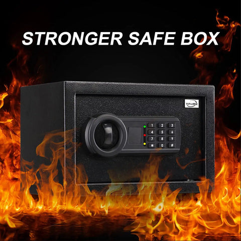 Compact Fireproof And Waterproof Boss Grade Safe Box With Keypad For Home Office And Hotel Use 0.4 Cu Ft Small Cabinet Lock Box