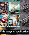 Premium 50 Pcs Micro Compression Springs Steel Repair Kit, Heavy Duty Rectangular Coils With Tight Tolerance And High Fatigue Resistance Perfect For Small Machinery And DIY Fixes That Need A Rock Solid Grip, shown in automotive, marine, toy, and tool use