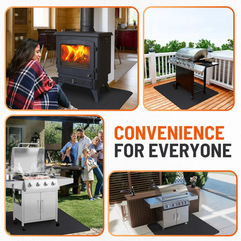 Heavy Duty 48x30 Inch Under Grill Mat For Deck And Patio, Double Sided Grill Protector For Outdoor Cooking in use