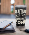 Glider Pilot Insulated Stainless Steel Tumbler For Soaring Club Members And Sailplane Fans on table with phone and keys