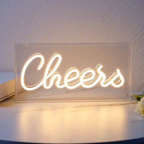 Plug And Play USB LED Lightbox Cheers Sign With 3D Neon Glow For Bar And Home Decor Wall Art And Desk Accessory Party Lighting