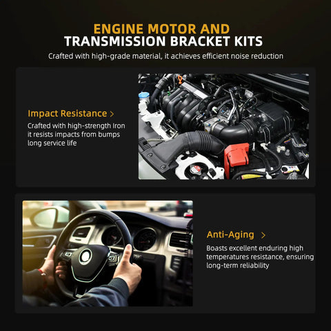 Engine motor and transmission bracket kit with high-strength iron for impact resistance, suitable for Chrysler 200, Dodge Avenger.