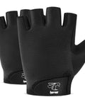 Black Grippy Water Sports Rowing Gloves with silicone palm, unisex size XS, anti-slip grip for rowing and paddling, half-finger design.