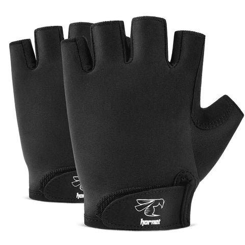 Black Grippy Water Sports Rowing Gloves with silicone palm, unisex size XS, anti-slip grip for rowing and paddling, half-finger design.