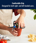 All Purpose Kitchen Scissors With Built In Bottle Opener And Jar Cap Opener Heavy Duty Stainless Micro Serrated Blades Ergonomic Polypropylene Handle Rust Resistant Multi Use Shears For Food Prep Made In Japan used to open a jar