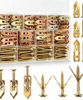 140 Piece Heavy Duty Metal Drywall Anchors And Screws Kit Featuring Foolproof Drill Free Installation For Tough As Nails Wall Mounting Decor Mirrors And Pegboards in a storage case.
