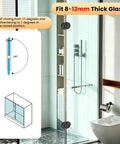 Black 180 Degree Glass Shower Door Hinge For Bathroom Built To Last Rubber Cushion Pads Notch Cut Required During Install Easy Swap From Old Hinge 1 Pack with glass fitting illustration
