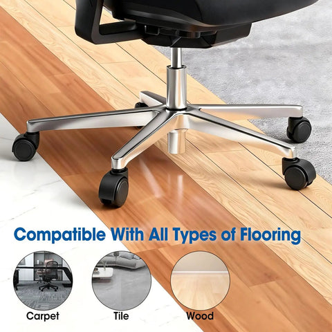 Heavy Duty Two Inch Office Chair Wheels Set Of Fifteen Smooth Rolling Casters on various flooring types including carpet, wood, and tile.
