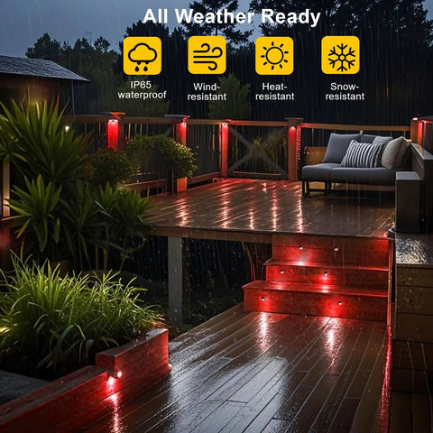 Bluetooth And WiFi RGB Deck Step Lights Kit With 20 Recessed 1.38 Inch LED Low Voltage Landscape Lighting For Outdoor Yard Stairs