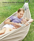 Double Hammock 98.4 X 59.1 Inches With 660 Lb Capacity Breathable Cotton Polyester Fabric with woman and child lounging