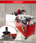Heavy Duty Brake Drum And Rotor Lathe For Cars And SUVs With Variable Speed 0 To 140 RPM, red handwheel detail shown.