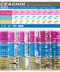 620 Piece Marine Grade Heat Shrink Wire Connector Kit with butt, ring, fork, spade, and splice terminals in case