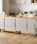 Beefy Heavy Duty 96 Inch Steel Rolling Tool Chest And Mobile Workbench With 24 Full Extension Drawers