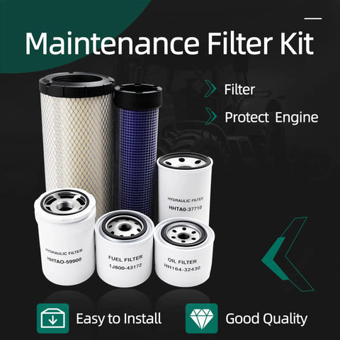 Kubota L4701HST All-In-One Maintenance Filter Kit With Oil Filter HH164-32430, Fuel Filter 1J800-43172, Hydraulic Filter HHTAO-37770