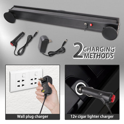 BELIFLY wireless tow light bar, 23-inch, magnetic base, 7-pin transmitter; includes two chargers (car and wall).