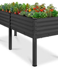 Elevated Galvanized Raised Garden Bed 72x24x30 Inches No Toxic Materials For Safe Veggie Garden And Herbs Heavy Duty Metal Planter Box Charcoal Finish That Reduces Bending And Kneeling with vegetables.