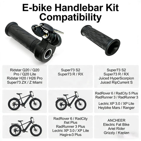 3 Pin Ebike Throttle With Key Full Twist Grip Waterproof 12V 72V Hall Sensor For Electric Bike Scooter Trike Plug And Play Ready To Ride Compatible With Q20 Models