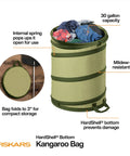 Kangaroo Collapsible Garden Bag With Heavy Duty Hardshell Bottom For Yard Waste And Lawn Care 30 Gallon Reusable Container with Laundry