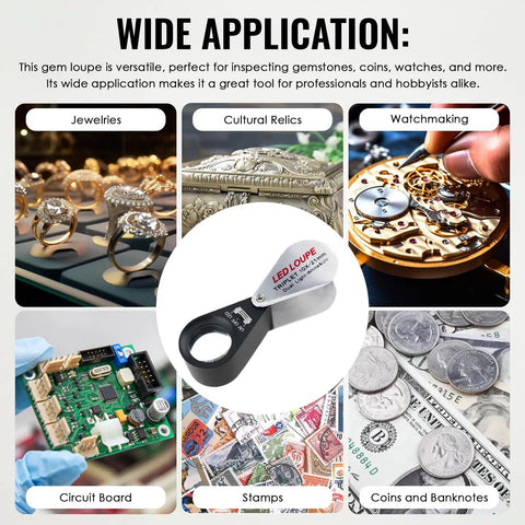 Foldable 10x Pocket Magnifier Loupe With UV And LED Light For Jewelry Rocks Coins Antiques And Stamps Illuminated Magnifying Tool For Watches Gems Hobbies And Eye Clarity Grab And Go