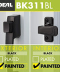 Black Door Handle With Inside Latch For Storm And Screen Doors 2 Piece Replacement Set Out Swing Door Compatible Locking Inside Latch Surface Mount Ready black painted exterior and interior
