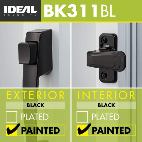Black Door Handle With Inside Latch For Storm And Screen Doors 2 Piece Replacement Set Out Swing Door Compatible Locking Inside Latch Surface Mount Ready black painted exterior and interior