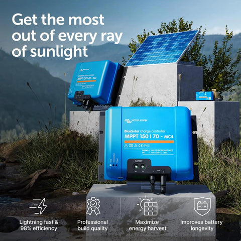 Power Up Your Solar Setup With A 150V 70A MPPT MC4 Compatible Solar Charge Controller For 12 To 48V Systems in outdoor setup