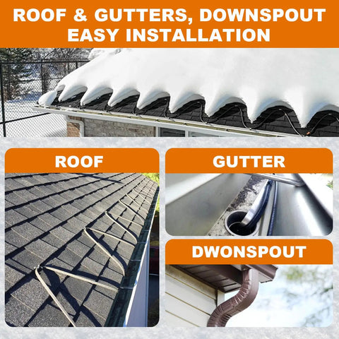 Roof Heat Cable For Snow And Ice Dam Prevention Self Regulating Heating Cable For Roof And Gutters system shown on roof and gutters