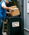Please Place Packages In Box Sign 11.7 By 8 Inches Weatherproof Delivery Instructions Sticker, on a package bin
