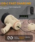 Rechargeable Spotlight And COB Flood Light Combo With 2,200,000 Lumen LED, IP67 Waterproof, charging via USB-C cable
