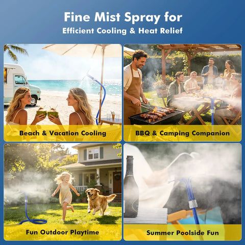 Adjustable Outdoor Standing Misters For Patio Cooling With Four Directional Nozzles A Portable Misting System at beach and backyard