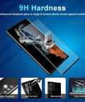 Galaxy S22 Ultra Screen Protector And Lens Guard Bundle with HD tempered glass for 5G, anti-scratch, and fingerprint unlock compatibility.