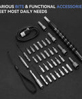 4V Cordless Electric Screwdriver With LED Light 2000mAh USB Rechargeable Battery Adjustable Torque 38 In 1 Bit Set